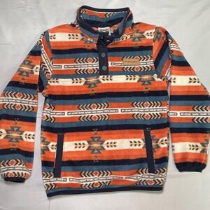 Cinch Boys Polar Fleece Pullover (MWK7590013) -Orange/Blue Aztek - Boy's S